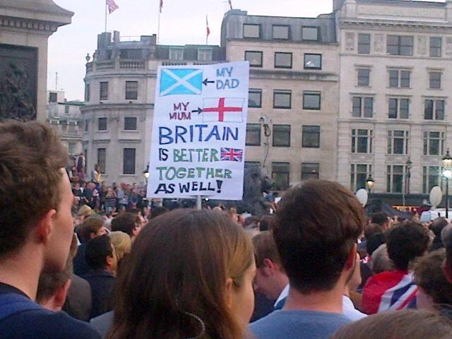 The 'Let's Stay Together' Rally in Trafalgar Square on the 15 September 2014 was good to see!