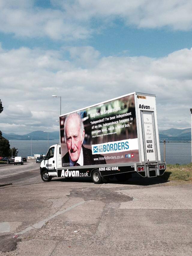 The 'VoteNoBorders' Advan in Port Glasgow on 6 September 2014